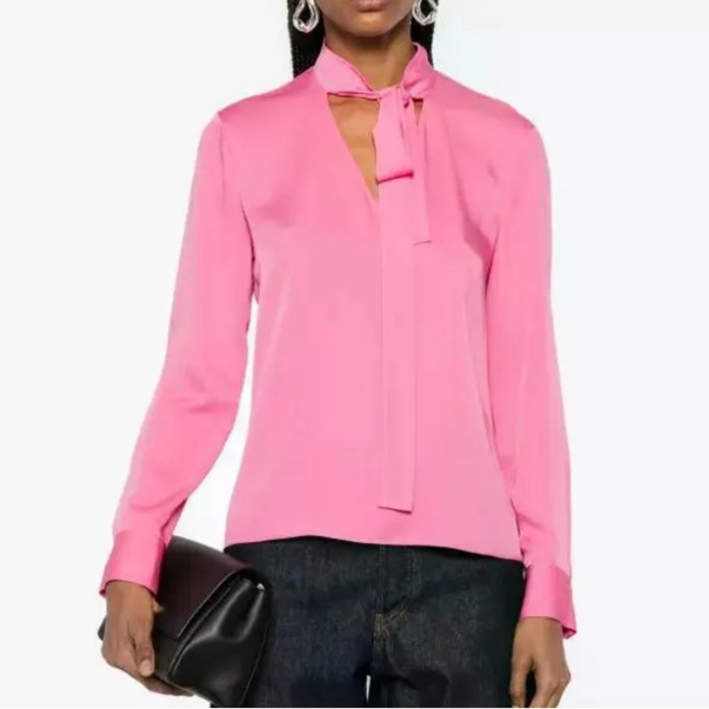THEORY OPEN NECKTIE BLOUSE